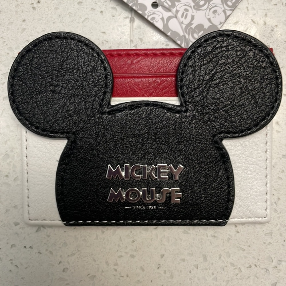 Disney Mickey Mouse card holder wallet white, red and black NWT
